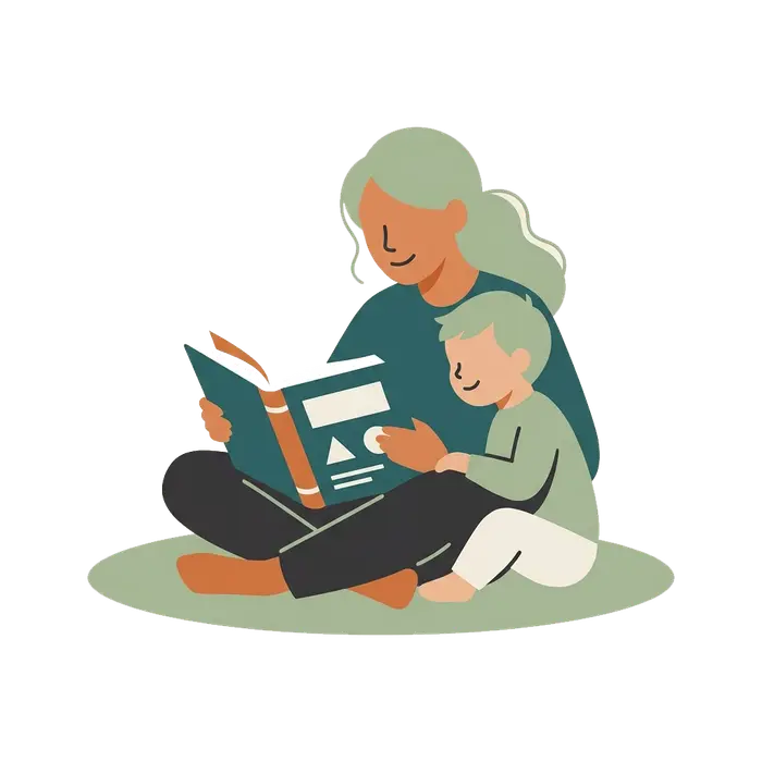 Mãe e filho lendo juntos