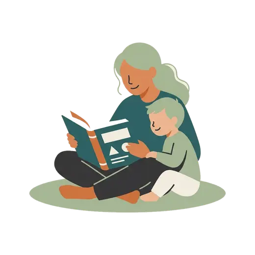 Mãe e filho lendo juntos