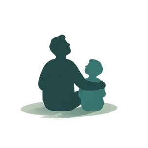 Pai e filho observando o céu juntos
